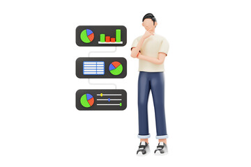 Aufkleber - Analytical Thinking 3D Character Illustration.