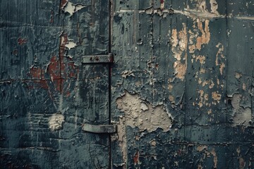 Poster - A close-up view of peeling paint on a worn-out wall