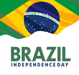 Wall Mural - happy brazil independence day with brazil flag