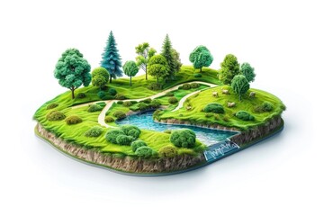 Poster - A serene forest scene featuring trees and a stream