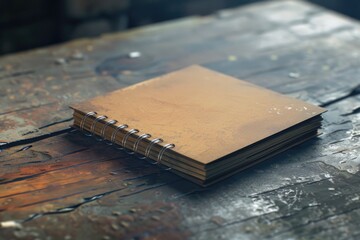 Poster - A notebook sitting on a wooden table