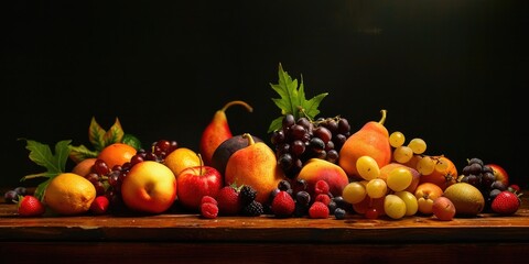 Poster - Variety of fruits arranged on the surface