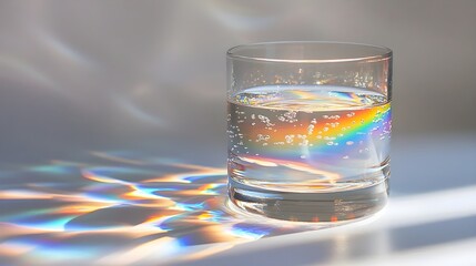 Sticker - Glass of Water with Rainbow Reflection