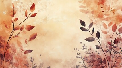 Autumn foliage illustration depicting vibrant leaves and branches on a soft textured background