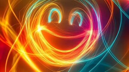 Poster - Conceptual image of a cheerful face created with abstract lines and shapes symbolizing happiness positivity and emotional expression  The minimalist modern design provides ample copy space