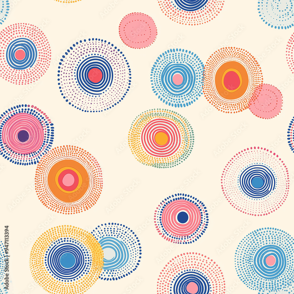 Pastel colored seamless background with concentric circles Stock ...