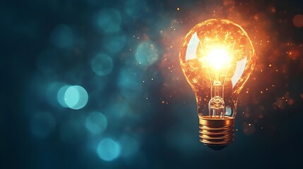 A conceptual image of a brightly glowing light bulb symbolizing the success innovation and potential of a new idea or breakthrough