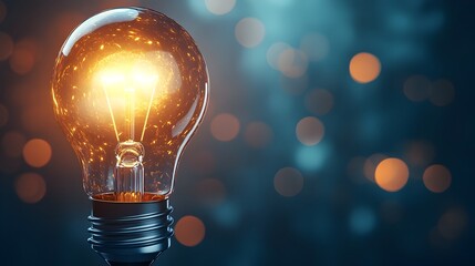 Poster - A conceptual image of a light bulb glowing brightly representing success innovation and visionary ideas with ample copy space for messaging or branding