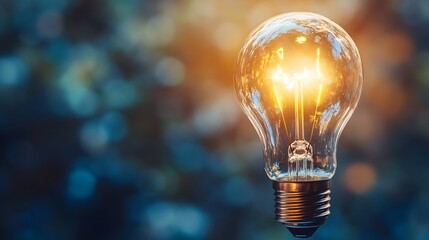 Poster - Glowing light bulb shining brightly representing success innovation and the power of ideas to illuminate the path forward  A conceptual image showcasing achievement growth and new opportunities