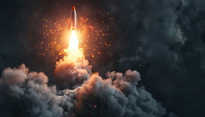 Poster - Lunch Rocket with dark smoke