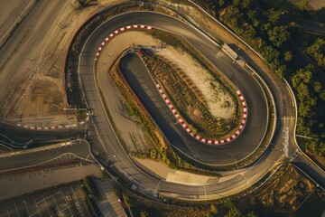 Poster - Aerial view of a racing track at daytime, perfect for sports and action related projects