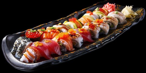 Wall Mural - Assorted Sushi Platter with Tobiko Sushi