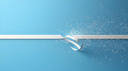 Poster - Conceptual image depicting a finish line ribbon being broken symbolizing success accomplishment and the achievement of a goal or milestone
