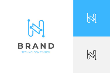 Aufkleber - Letter N brand tech logo identity with line style minimal logo template