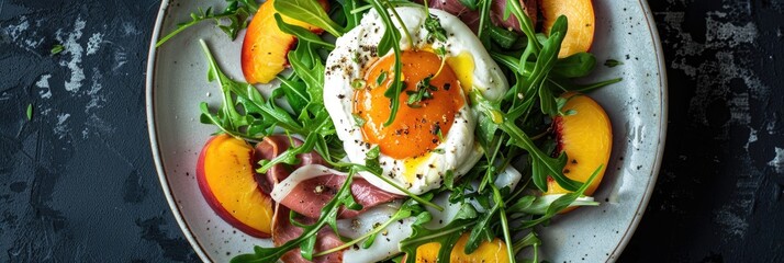 Sticker - Peach and Burrata Salad with Arugula and Prosciutto for Nutritious Dining