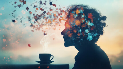 Wall Mural - A Person Daydreaming In a Coffee Shop