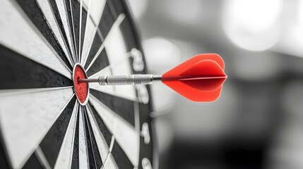 Poster - Dart Hitting the Bullseye Target Representing Goals Achievements and Successful Outcomes  A conceptual image symbolizing the pursuit of objectives ambition and the triumph of reaching one s aims