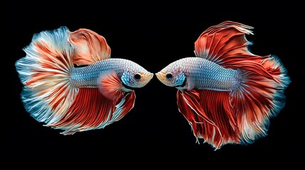 Wall Mural - Two Siamese Fighting Fish Facing Each Other