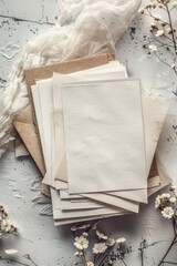 Aufkleber - A bunch of papers stacked on a table, ready to be sorted or studied