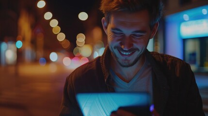 Poster - A person happy with their mobile device