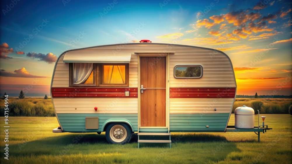Vintage camper travel trailer , retro, vacation, road trip, adventure ...