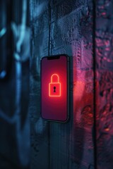 Poster - A smartphone with a locked screen and password protected
