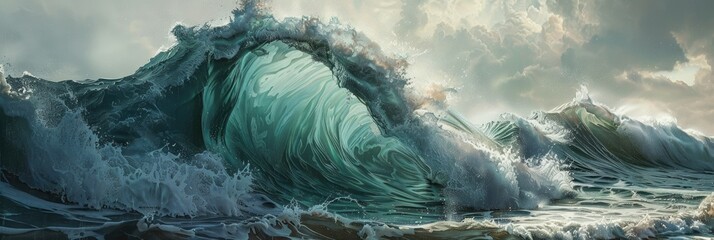 Canvas Print - Massive Wave Impacting