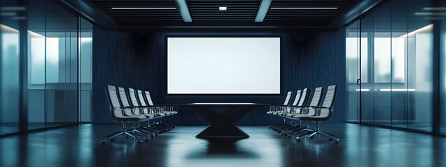 Aufkleber - Empty Screen for Business Presentation in Modern Office Workspace
