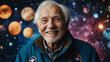 © Arceli - elderly caucasian boy space cosmos background portrait