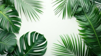 Wall Mural - Exotic Palm Leaves Foliage Isolated on White Background