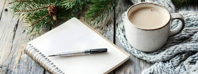 Aufkleber - Minimalist Workspace with Notebook and Pen on Desk