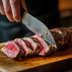 Wall Mural - Slicing meat with precision and skill 