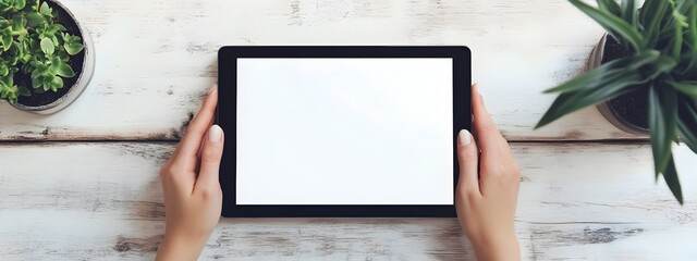 Leinwandbilder - Professional Working on Tablet with Blank Background