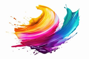 Poster - A vibrant splatter of colorful paints on a clean white surface