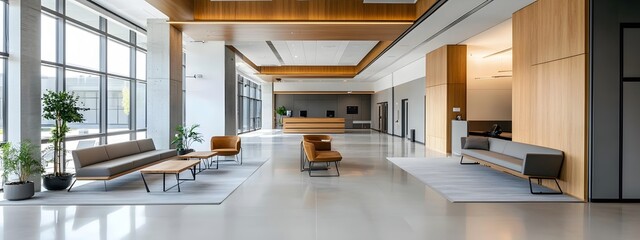 Aufkleber - Sleek and Sophisticated Corporate Office Lobby with Ample Open Space