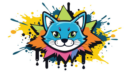 cat with colorful head. vector illustration