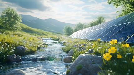 Poster - Solar Cells Integrated with Flowing River in Scenic Landscape