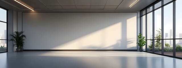 Aufkleber - Spacious and Minimalist Modern Office Interior with Large Empty Wall
