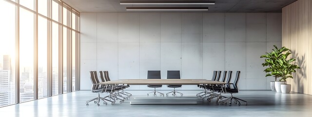 Aufkleber - Spacious and Minimalist Office Interior with Large Conference Table