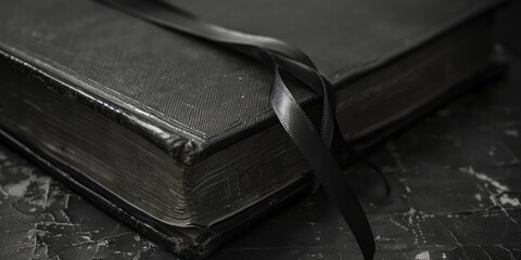 Poster - A classic novel or diary with a black ribbon marking the place, perfect for a literary-themed photo shoot or as a prop for a story about writing or learning