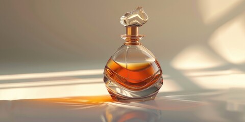 Poster - A perfume bottle sits on a table with a simple background