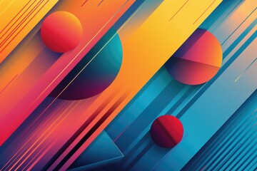 Poster - A vibrant, swirling design featuring circular shapes and intersecting lines on a bright, multicolored background