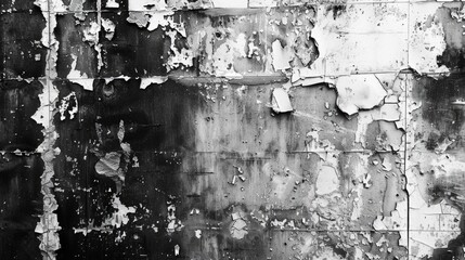 Aufkleber - A close-up shot of old paint peeling off a wall, with cracks and worn texture