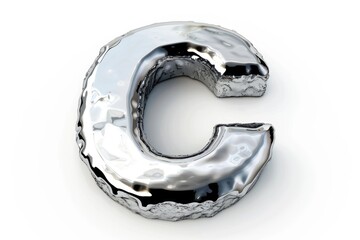 Poster - A single letter C made of shiny silver foil