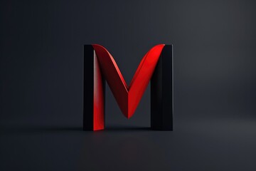 Poster - A bold red and black letter M on a dark black background, perfect for use in designs needing emphasis and contrast