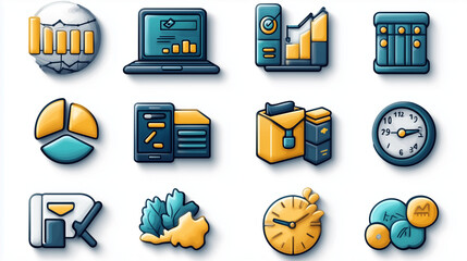 A set of vector icons representing modern business concepts