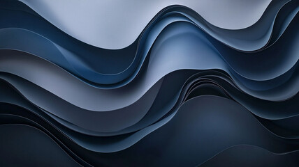 Poster - Abstract waves of blue and gray paper create a dynamic texture, capturing light in a visually striking way
