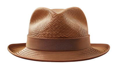 Classic Brown Fedora Hat with Woven Texture and Wide Brim