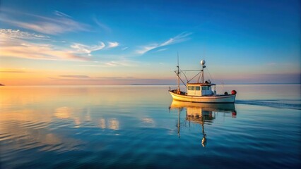 Fishing boat on a calm ocean , fishing, boat, ocean, water, vessel, sea, nautical, marine, transportation, equipment, commercial