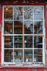 Aufkleber - A window filled with books on shelves